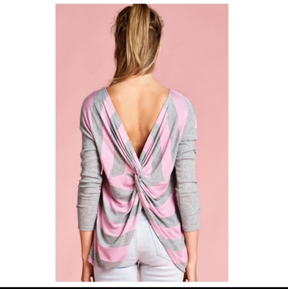 Super soft and cuddly USA back open back twist stripped sweaters women - Picture 3 of 3